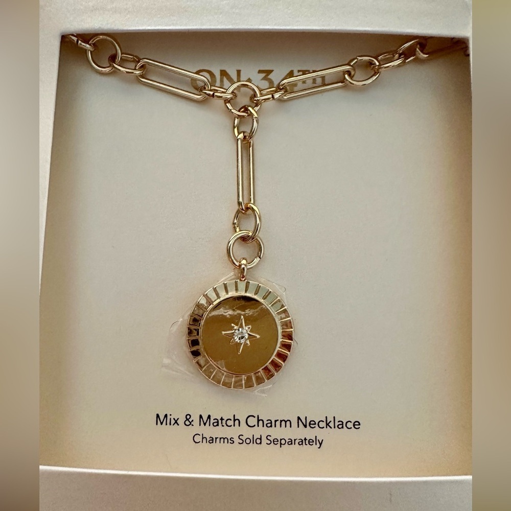ON 34TH Goldtone Necklace And Set Of Charms Bundle Of 2 Jewelries BNWT - Picture 3 of 4